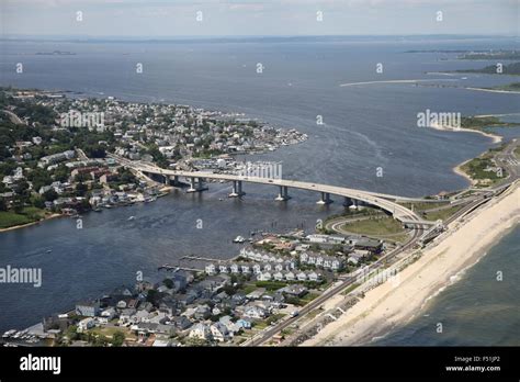 Aerial View Of Sea Bright And Bridge Over The Navesink River And Sandy