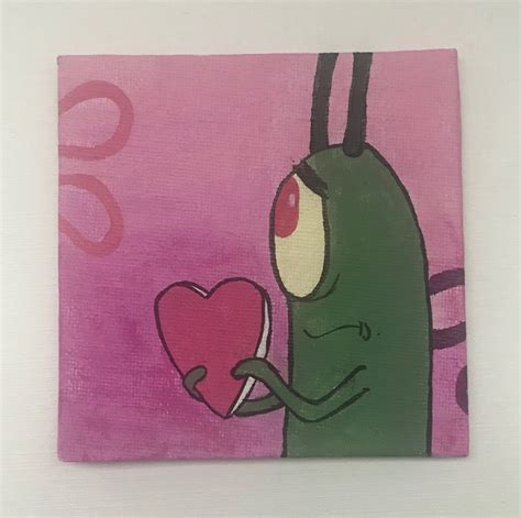 Plankton On Valentines Day Painting Etsy
