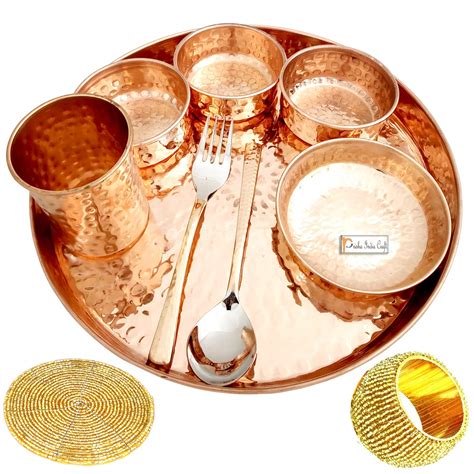 迅速な対応で商品をお届け致します ナビアスストアーインドのセット3xa0prisha Craft Best Dinnerware Pure Copper Thaliセットdia 12