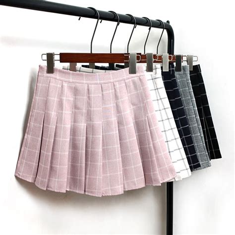 Sweet Plaid Pleated Skirt Women Preppy Style Mini High Waist Skirt