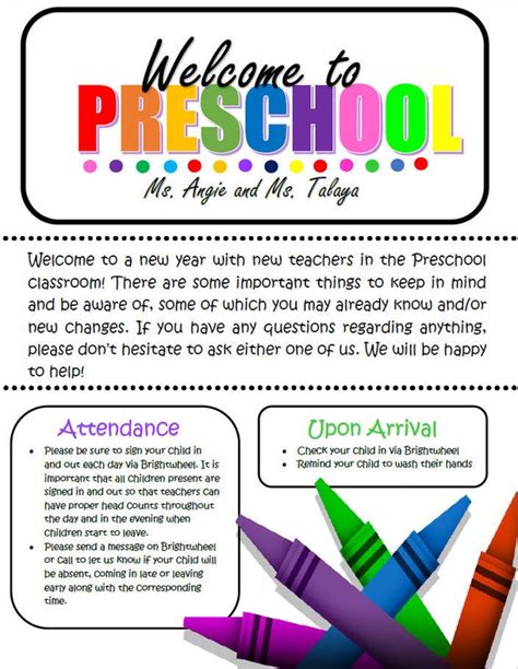 Pre K Welcome Letter Template