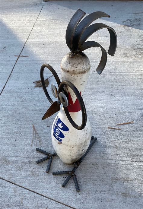Bowling Pin Yard Art Bird Recycled Garden Sculpture Etsy