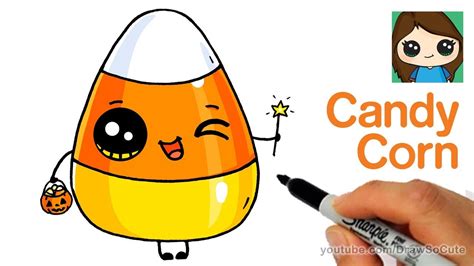 How To Draw Cute Candy Corn Easy Cartoon Food