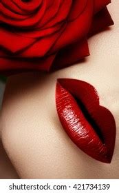 Closeup Beautiful Female Lips Bright Red Stock Photo Shutterstock