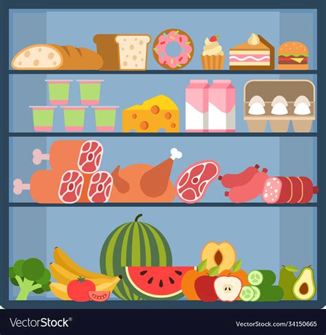 Grocery Shelves Food Store Assortment On Vector Image