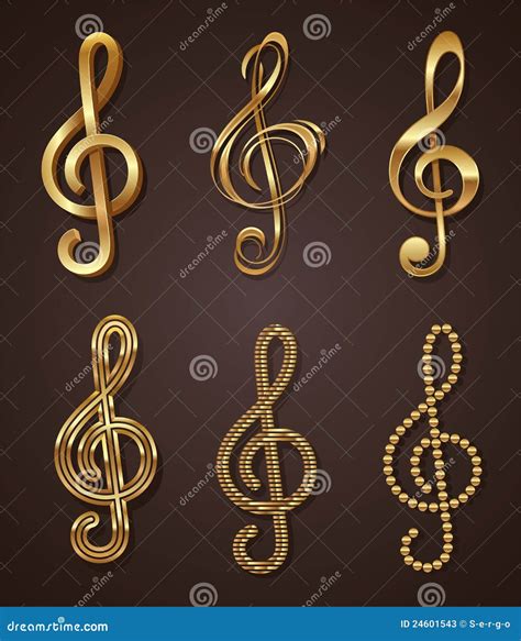 Set Of Golden Treble Clef Stock Vector Illustration Of Clefs 24601543