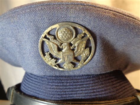 Us Air Force Enlisted Mens Dress Blue Hat Size 7 With Badge Pin Ebay
