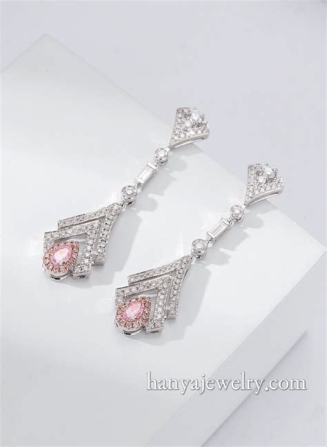 18K Gold Pink Diamond Princess Earrings Hanya Jewelry