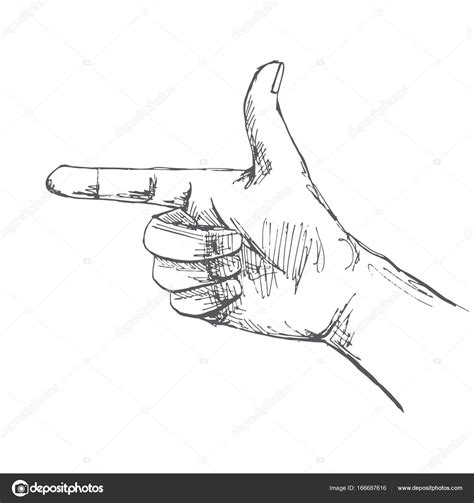 Hand Showing The Index Finger Illustration In Sketch Style Hand