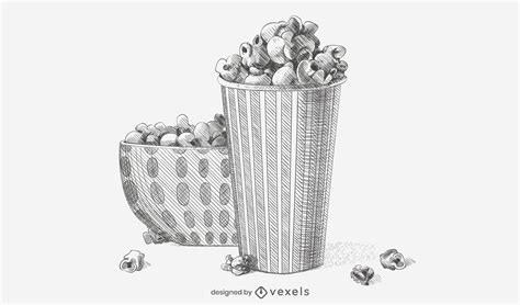 hand drawn popcorn sketch illustration vector