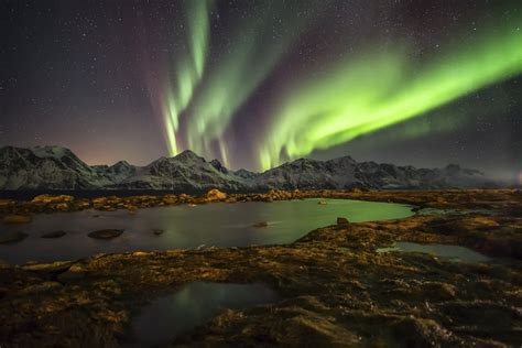 Northern Lights Sky Star Mountain Norway Night Hd Wallpaper