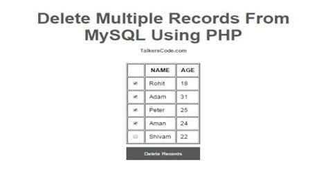 Delete Multiple Rows Using Checkbox In Php And Mysql Images