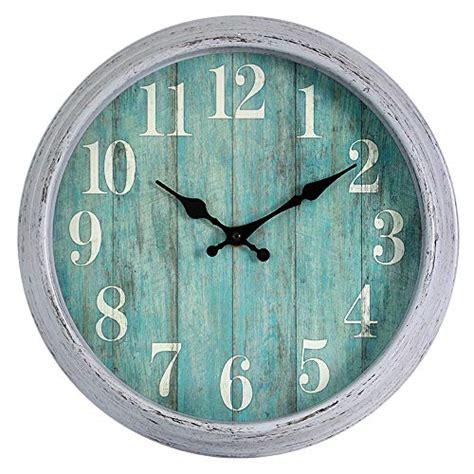 Hylanda 12 Inch Retro Vintage Round Teal Wall Clock Silent Wall Clocks