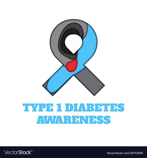 Diabetes Type 1 Awareness Papercut Ribbon Vector Image