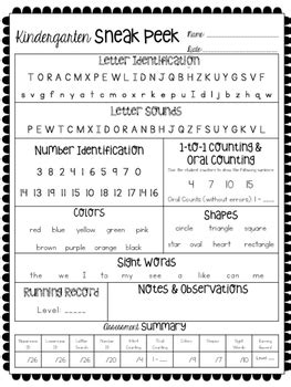 Kindergarten Assessment Pack Back to School by Amy Kohnhorst | TpT