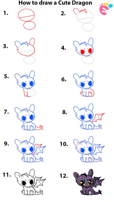 Easy Baby Dragon Easy How To Draw A Dragon Step By Step Magicheft