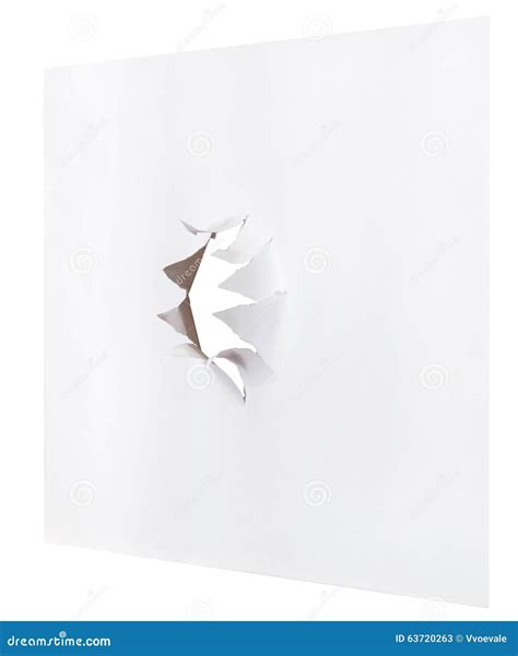 Sheet Of Paper With Rough Punched Hole Stock Image Image Of Crevice