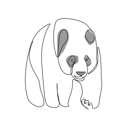 Single continuous one line drawing of a panda bears in walking forward
