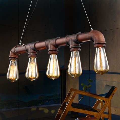 Nordic Industrial Loft Iron Pipe Pendant Light And Edison Vintage Bulbs E27 5 Arms Lights Home Bar