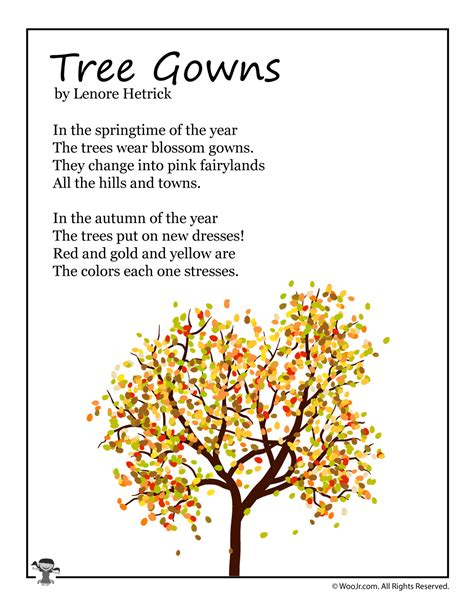 Tree Gowns Fall Kids Poem Woo Jr Kids Activities Childrens