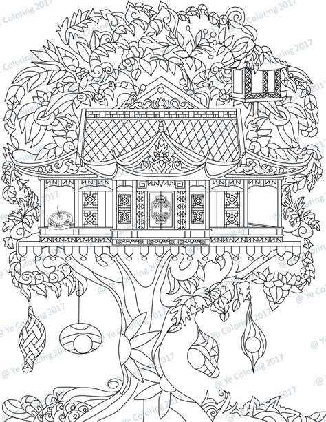 75 best treehouse art images on pinterest. Tree House Coloring Page Printable File | Etsy