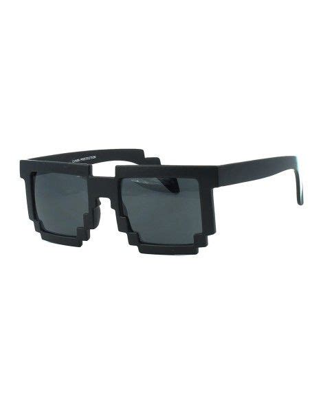 Pixelated 8 Bit Clear Lens Computer Nerd Geek Gamer Sunglasses Matte Black