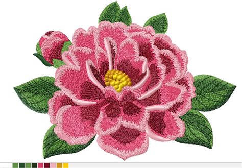 Flower Machine Embroidery Design Peony Set Floral Pattern Etsy