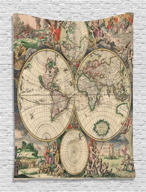 Maybe you would like to learn more about one of these? Antique World Map Pattern Tapestry Wall Hanging Living ...