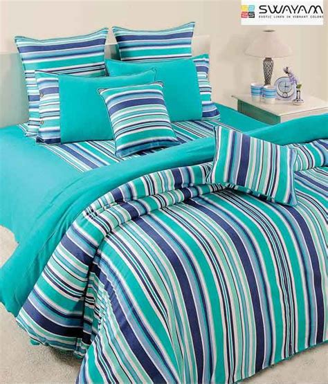 Sears has bed sheets in wide variety of colors and designs. Swayam Turquoise Blue Striped Bed Sheet Set - Buy Swayam ...