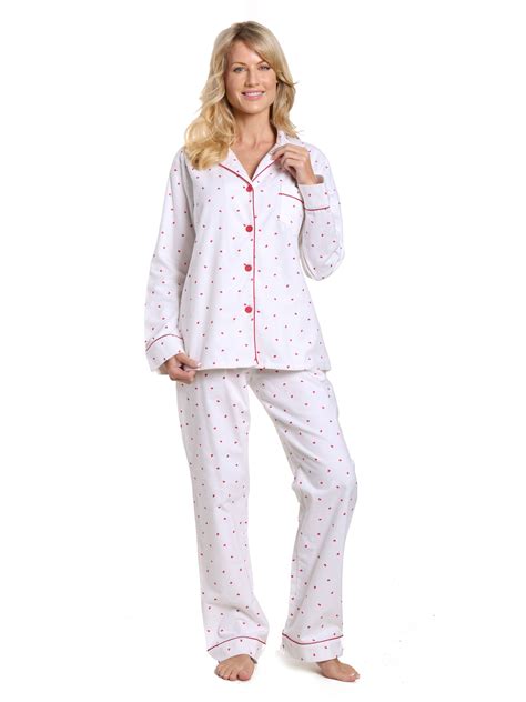 Womens 100 Cotton Flannel Pajama Sleepwear Set Noble Mount