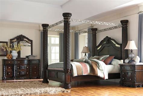 Sets feature a variety of pieces from bed frames and headboards to accent furniture like dressers and end tables. Ashley Furniture Laddenfield Canopy Bedroom Set #Bedroom # ...