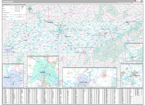 Tennessee Wall Map Premium Style By Marketmaps Mapsales