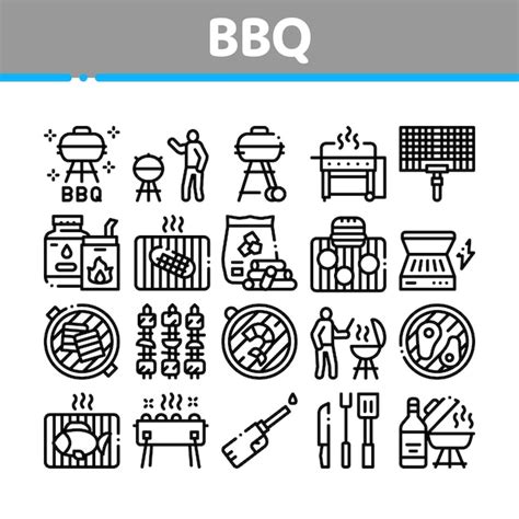Premium Vector Bbq Barbecue Cooking Collection Icons Set Vector