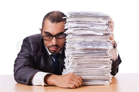 Man With Too Much Work To Do Stock Image Colourbox