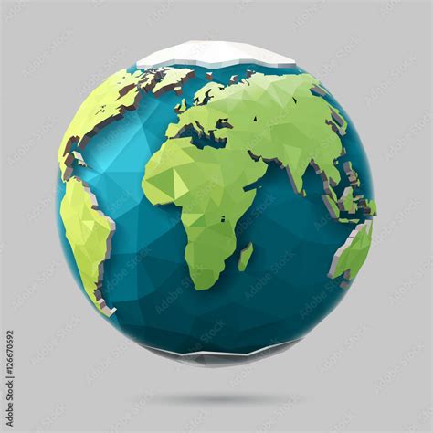 Vector Low Poly Earth Illustration Polygonal Globe Icon Foto Poster