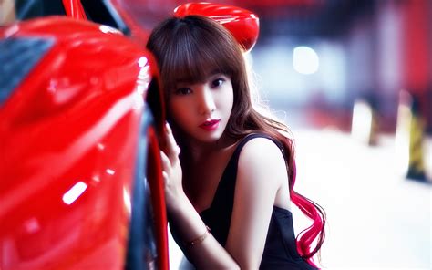 Wallpaper Model Car Red Asian Fashion Toy Ferrari Clothing Color Girl Beauty Lady