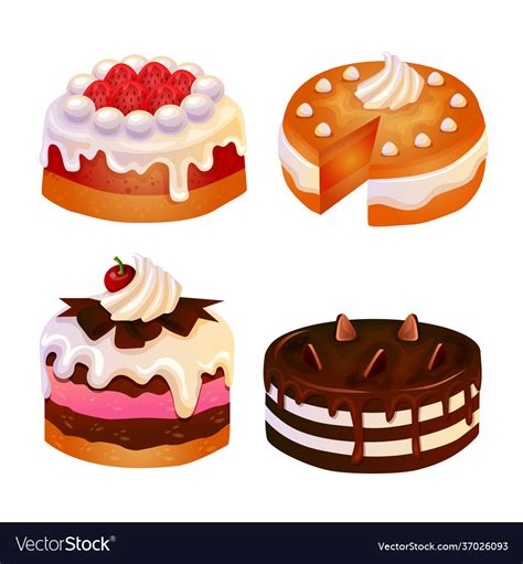 Set Cake Tart Icon Royalty Free Vector Image Vectorstock