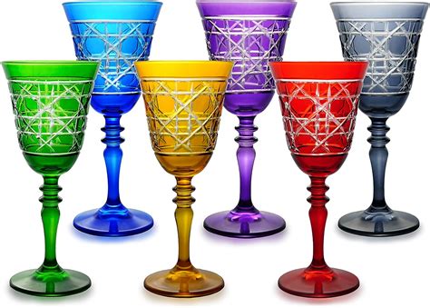 Ayd Kristal Wine Glasses Set Of 6 Colored Wine Glasses Red Black Green Yellow