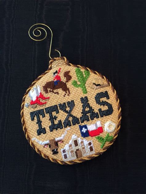 Model stitched two over one on 14 ct. Texas Ornament ~ Canvas design by Kirk&Bradley (With ...
