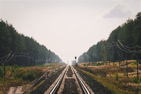 Premium Photo Empty Long Railroad In Perspective Mystic Phenomenon