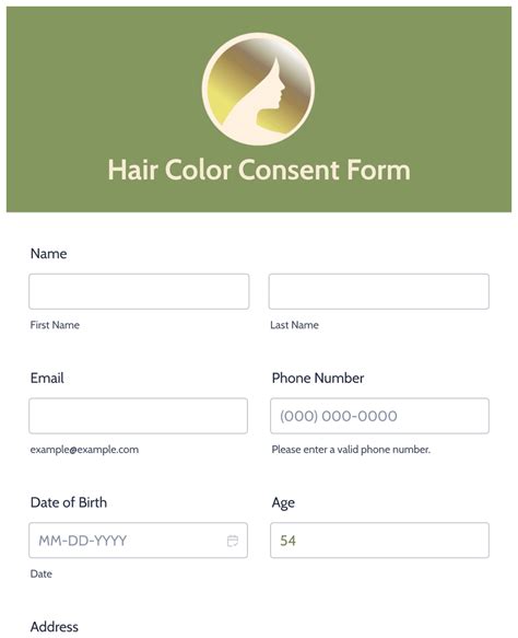 Hair Color Consent Form Template Jotform