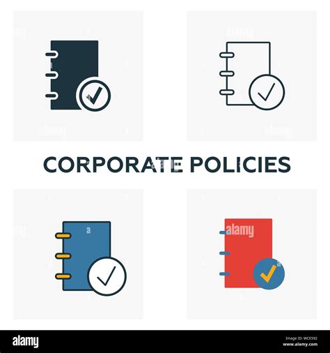 Corporate Policies Icon Set Four Elements In Diferent Styles From