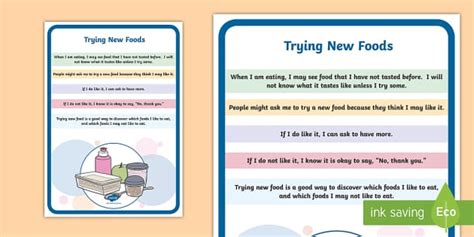 Trying New Foods Social Situations Poster Teacher Made