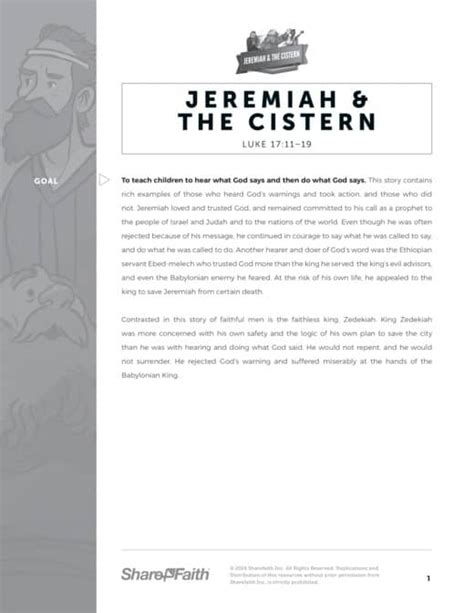 Sharefaith Media The Prophet Jeremiah Sunday School Crossword Puzzles