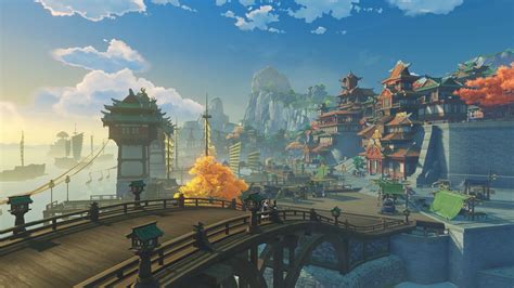 Genshin impact wallpaper aesthetic desktop. 𝐋𝐢𝐲𝐮𝐞. in 2021 | Anime scenery, Fantasy art landscapes ...
