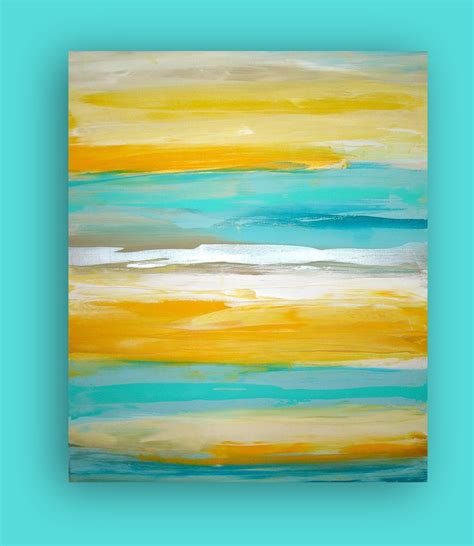 About this art from linda paul: ART Yellow Turquoise Original Abstract Painting Modern ...