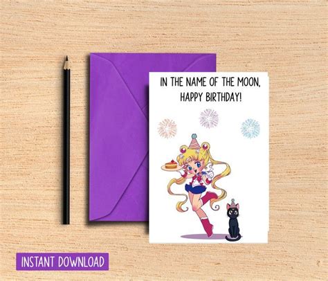 Sailor Moon Birthday Card Funny Birthday Card Manga Card Punny