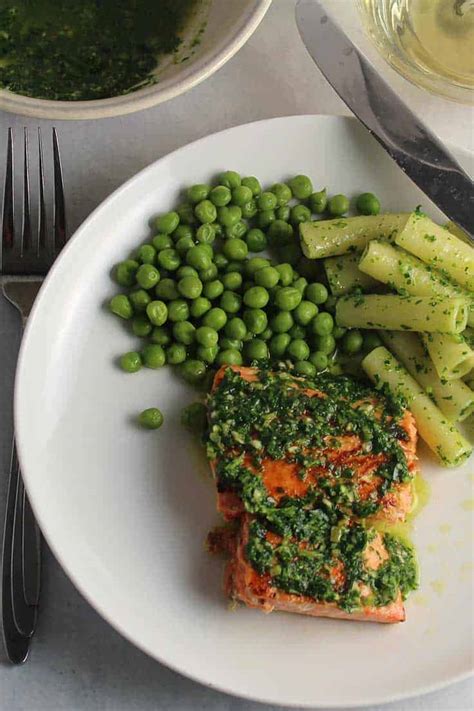 Maybe you would like to learn more about one of these? Salmon with Parsley Pesto and Peas #SundaySupper | Cooking ...