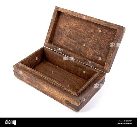 Old Style Retro Wooden Box Casket With Metal Parts Isolated On