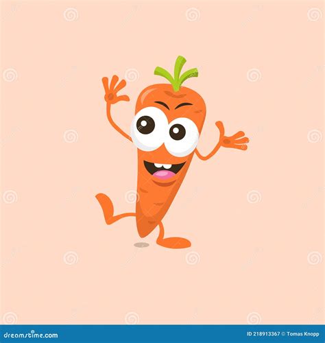 Illustration Of Cute Happy Carrot Mascot With Big Smile Isolated On